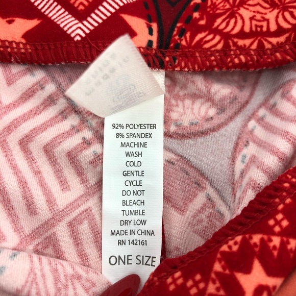 LuLaRoe Red Heart Print Leggings - Picture 5 of 5